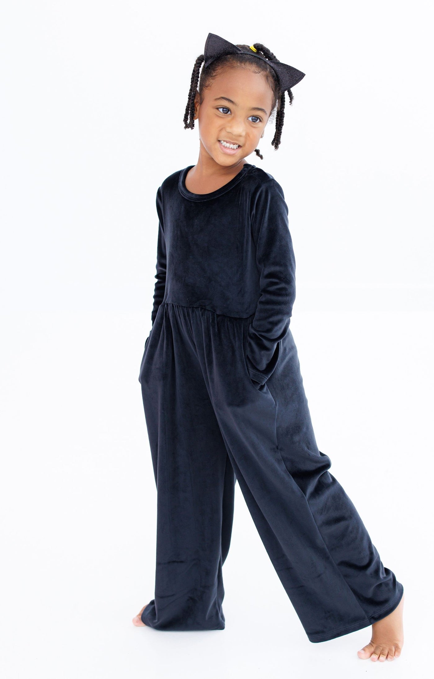 Birdie Bean Leggy Jumpsuit: Black Velvet