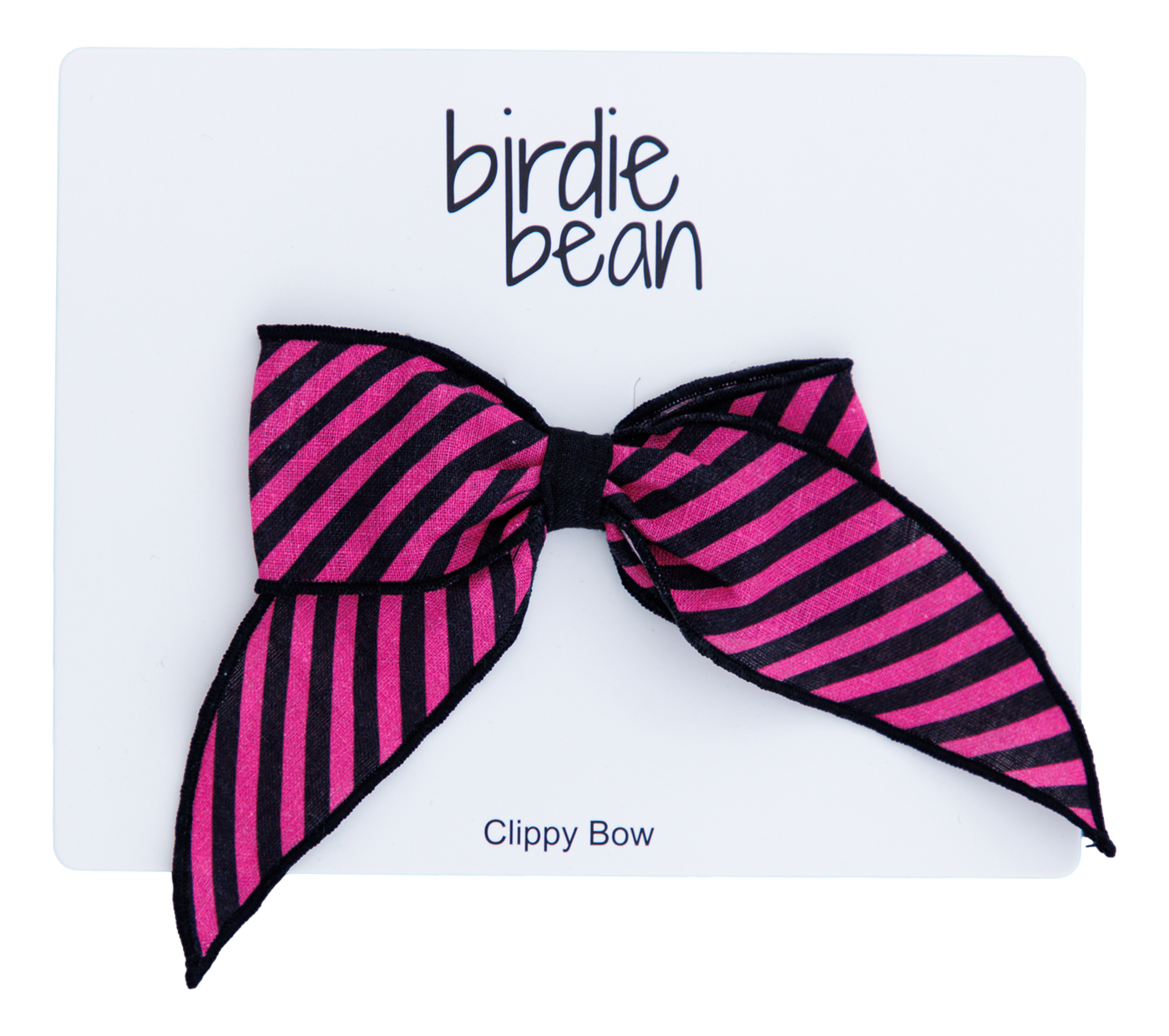 Birdie Bean Clippy Bow: Pink/Black Stripe