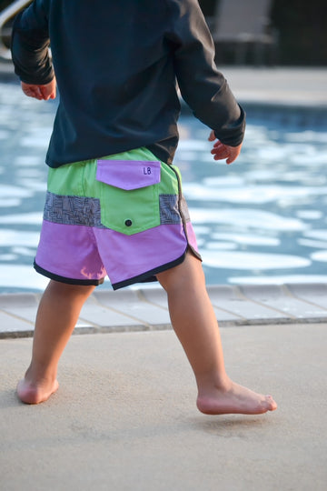 Little Bipsy Block Swim Short: Neon Green