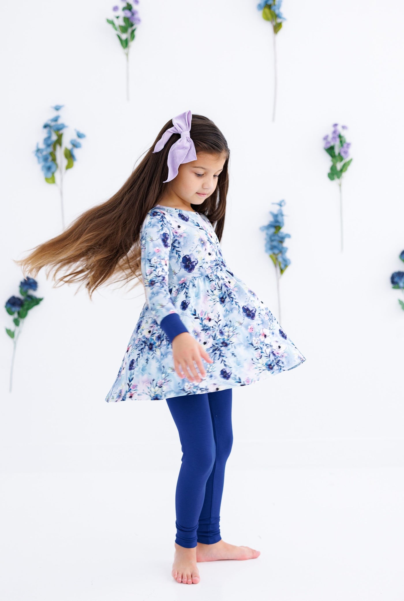 Birdie Bean Peplum Set: Winter Floral