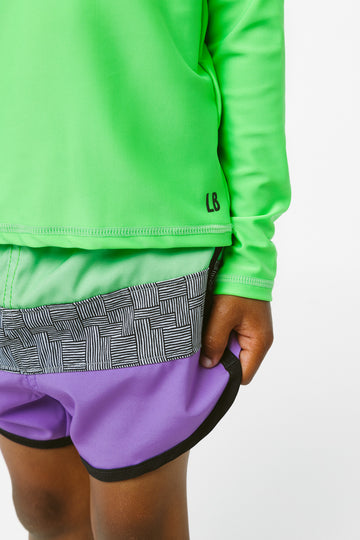 Little Bipsy Block Swim Short: Neon Green