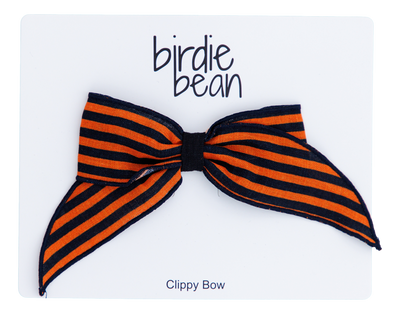 Birdie Bean Clippy Bow: Orange/Black Stripe