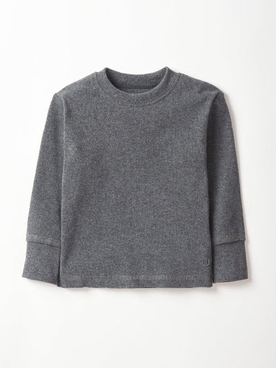 Little Bipsy Ribbed Top: Heathered Charcoal