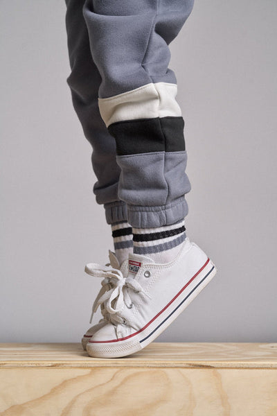 Little Bipsy Elevated Sweatpant: Blue Stripe Colorblock