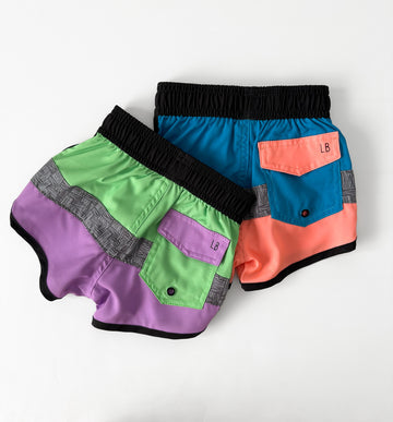 Little Bipsy Block Swim Short: Neon Green