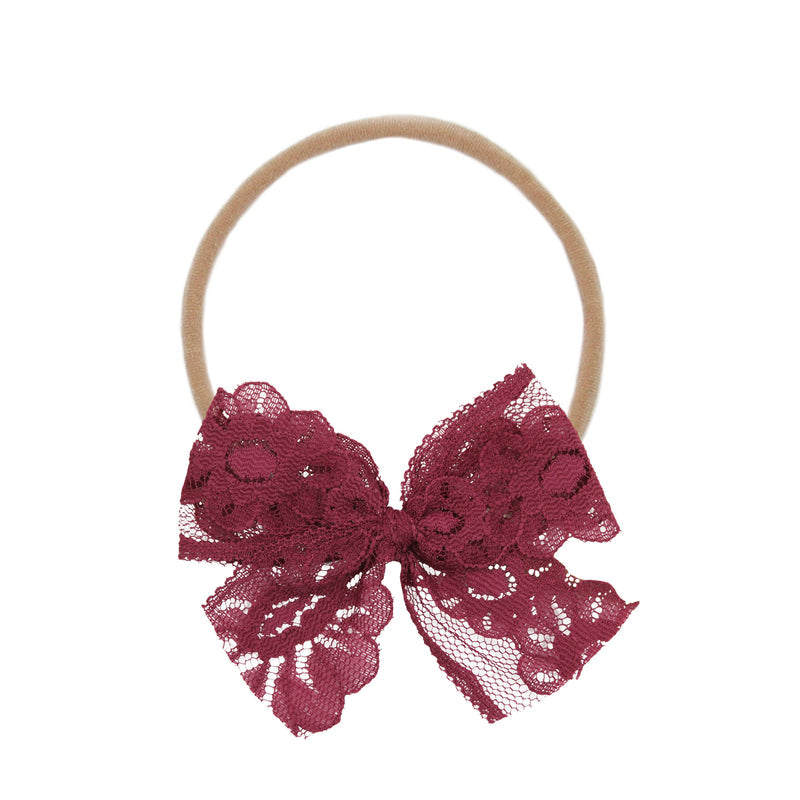 Lou Lou and Company Bow Headband: Mulberry Lace