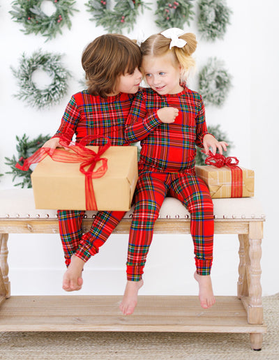 Birdie Bean Pajama Set: Tartan Plaid