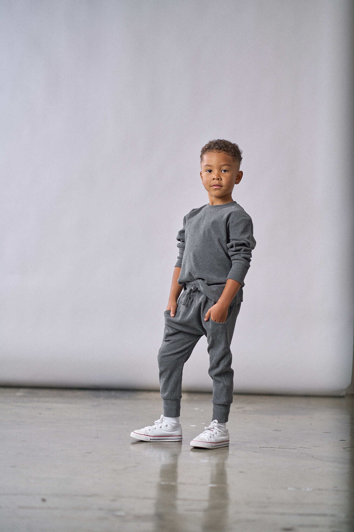 Little Bipsy Ribbed Jogger: Heathered Charcoal