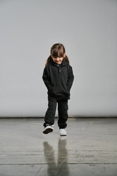 Little Bipsy Henley Hoodie: Black