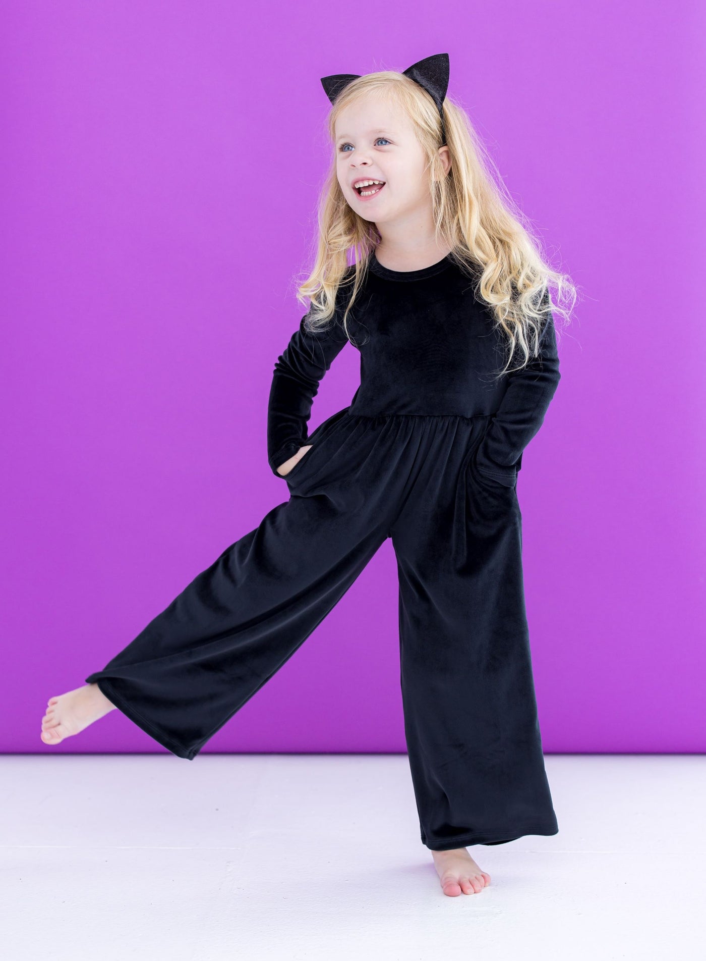 Birdie Bean Leggy Jumpsuit: Black Velvet