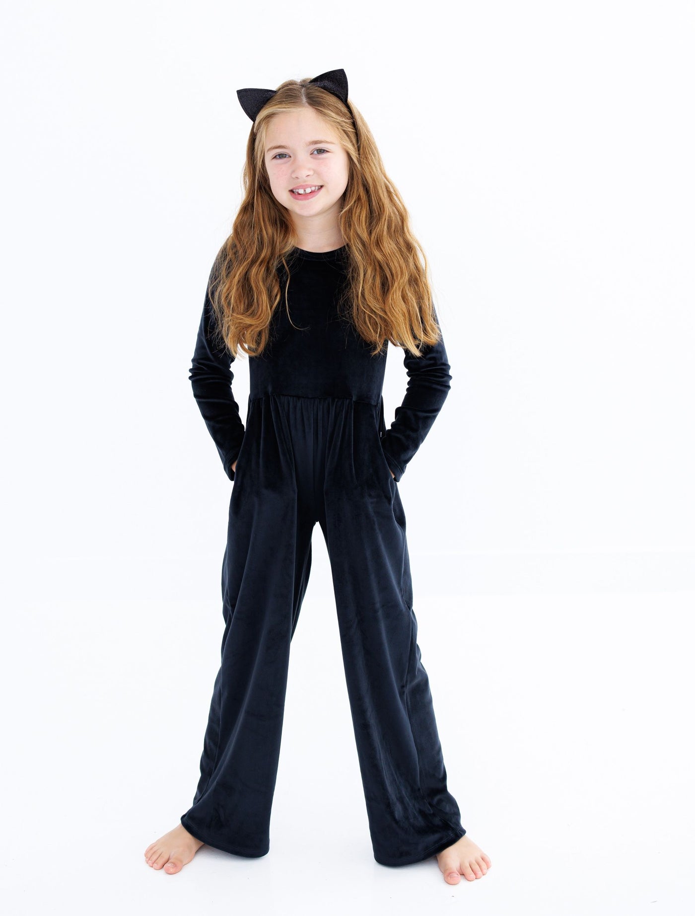 Birdie Bean Leggy Jumpsuit: Black Velvet