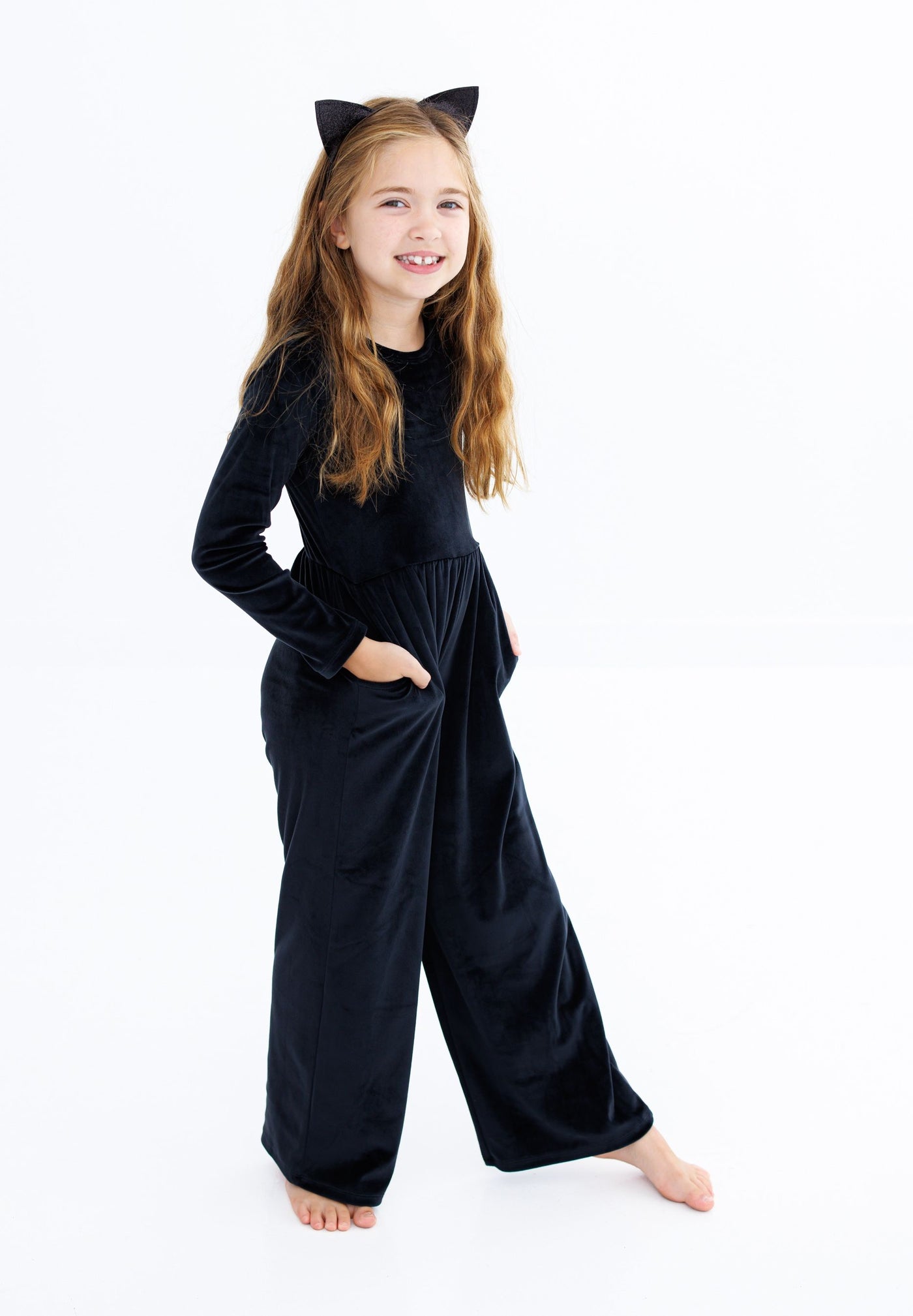 Birdie Bean Leggy Jumpsuit: Black Velvet