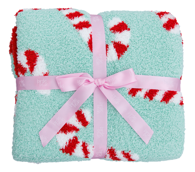 Birdie Bean Toddler Microfiber Blanket: Candy Canes