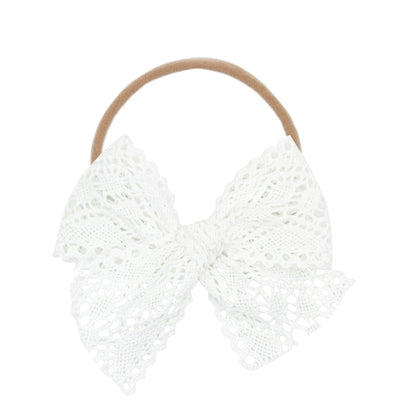 Lou Lou and Company Bow Headband: White Crochet