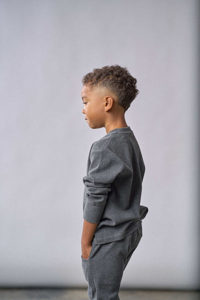 Little Bipsy Ribbed Top: Heathered Charcoal