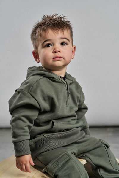 Little Bipsy Henley Hoodie: Pine