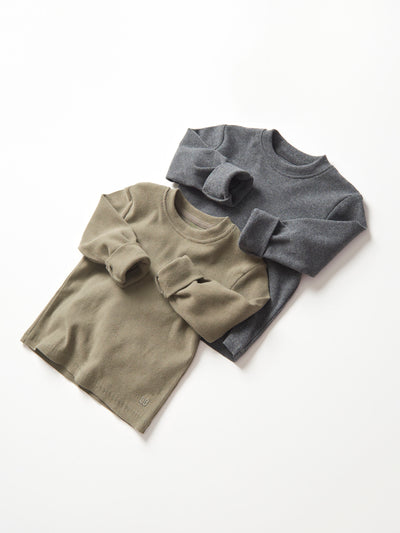 Little Bipsy Ribbed Top: Heathered Charcoal