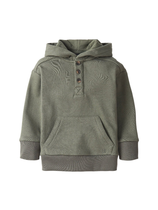 Little Bipsy Henley Hoodie: Pine