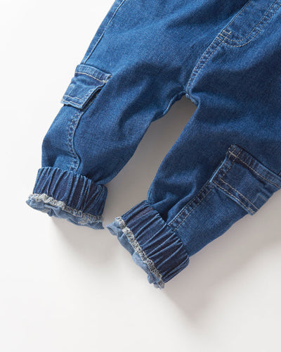 Little Bipsy Cargo Joggers: Classic Denim Wash