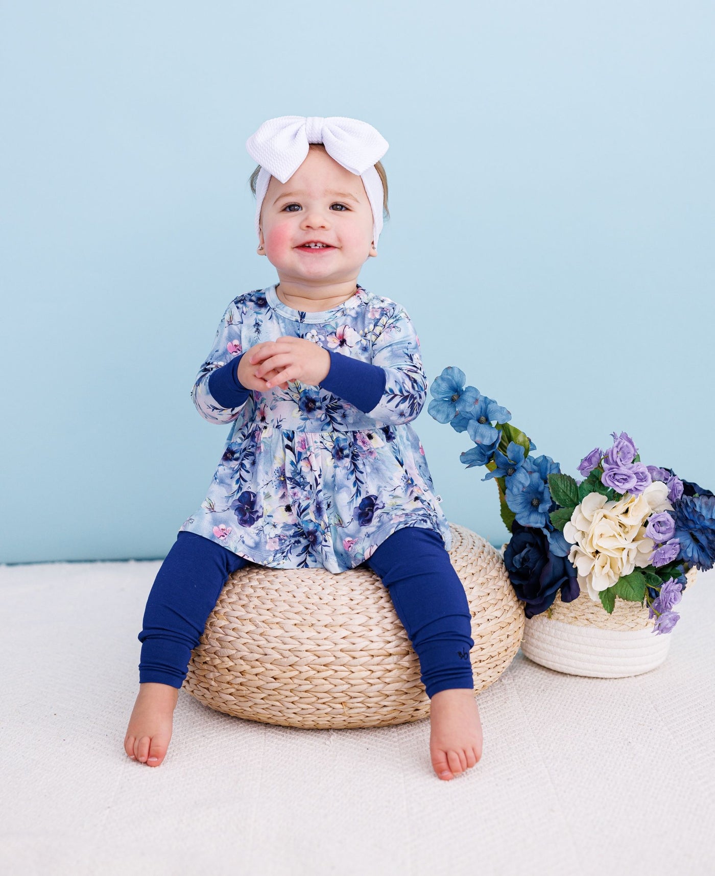 Birdie Bean Peplum Set: Winter Floral