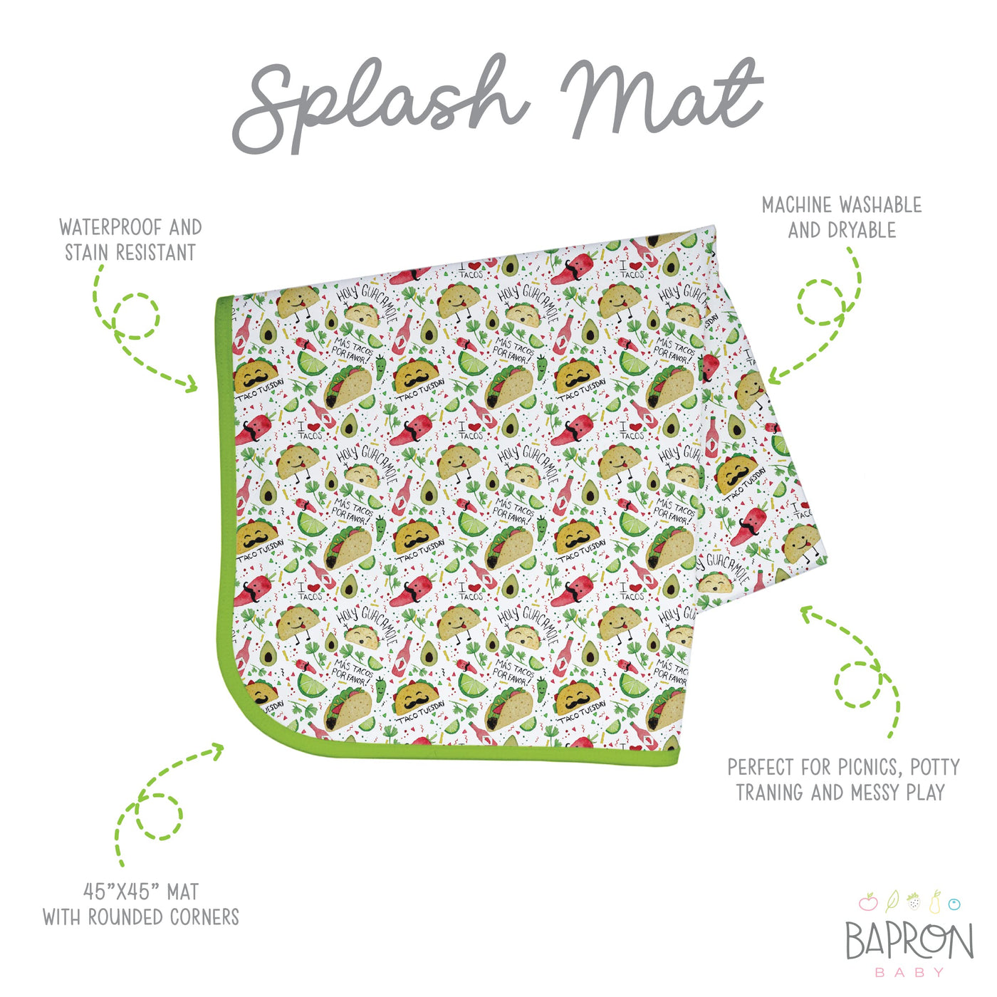 Bapron Splash Mat: Taco Party