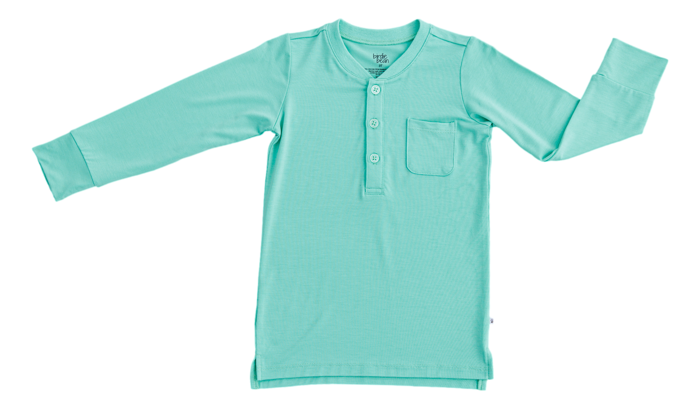 Birdie Bean Long Sleeve Henley T-Shirt: Neptune