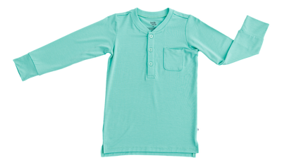 Birdie Bean Long Sleeve Henley T-Shirt: Neptune