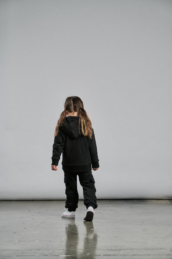 Little Bipsy Henley Hoodie: Black