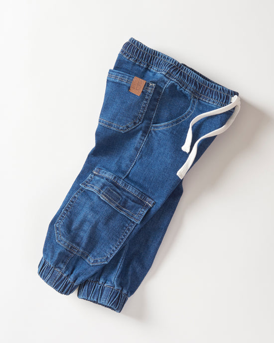 Little Bipsy Cargo Joggers: Classic Denim Wash