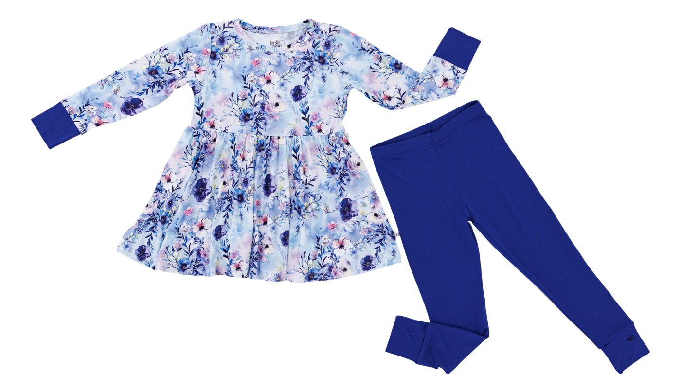 Birdie Bean Peplum Set: Winter Floral