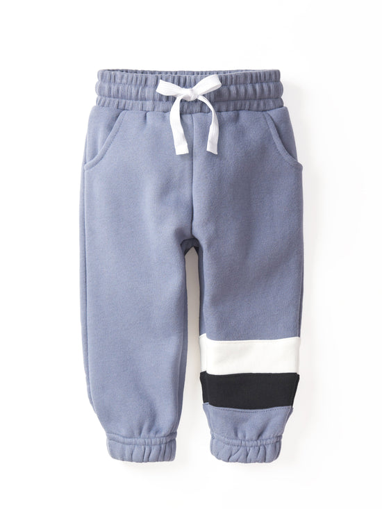 Little Bipsy Elevated Sweatpant: Blue Stripe Colorblock