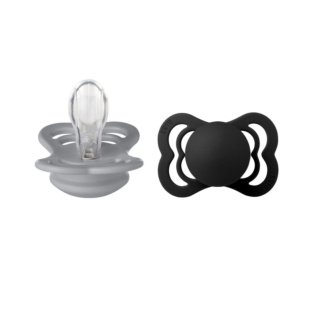 BIBS Pacifiers: Supreme Silicone (2 Pack) - Cloud/Black