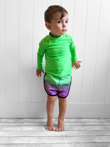 Little Bipsy Block Swim Short: Neon Green