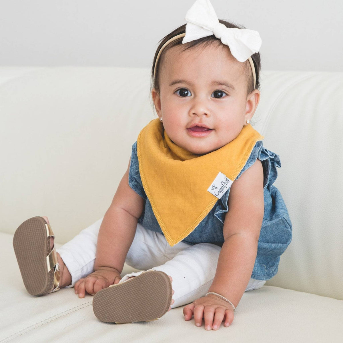 Copper Pearl Bandana Bib Set: Jade