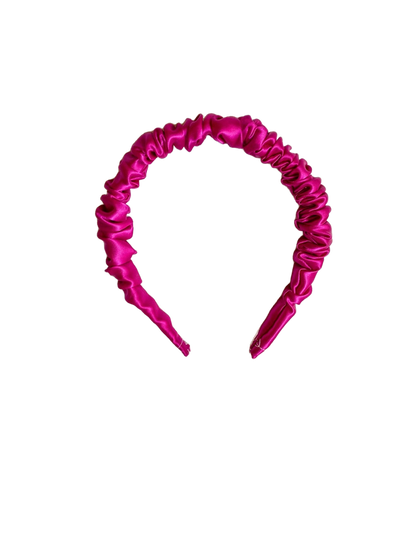 Little Lopers Ruched Satin Headband: Hot Pink