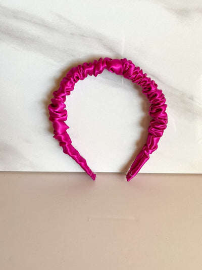 Little Lopers Ruched Satin Headband: Hot Pink