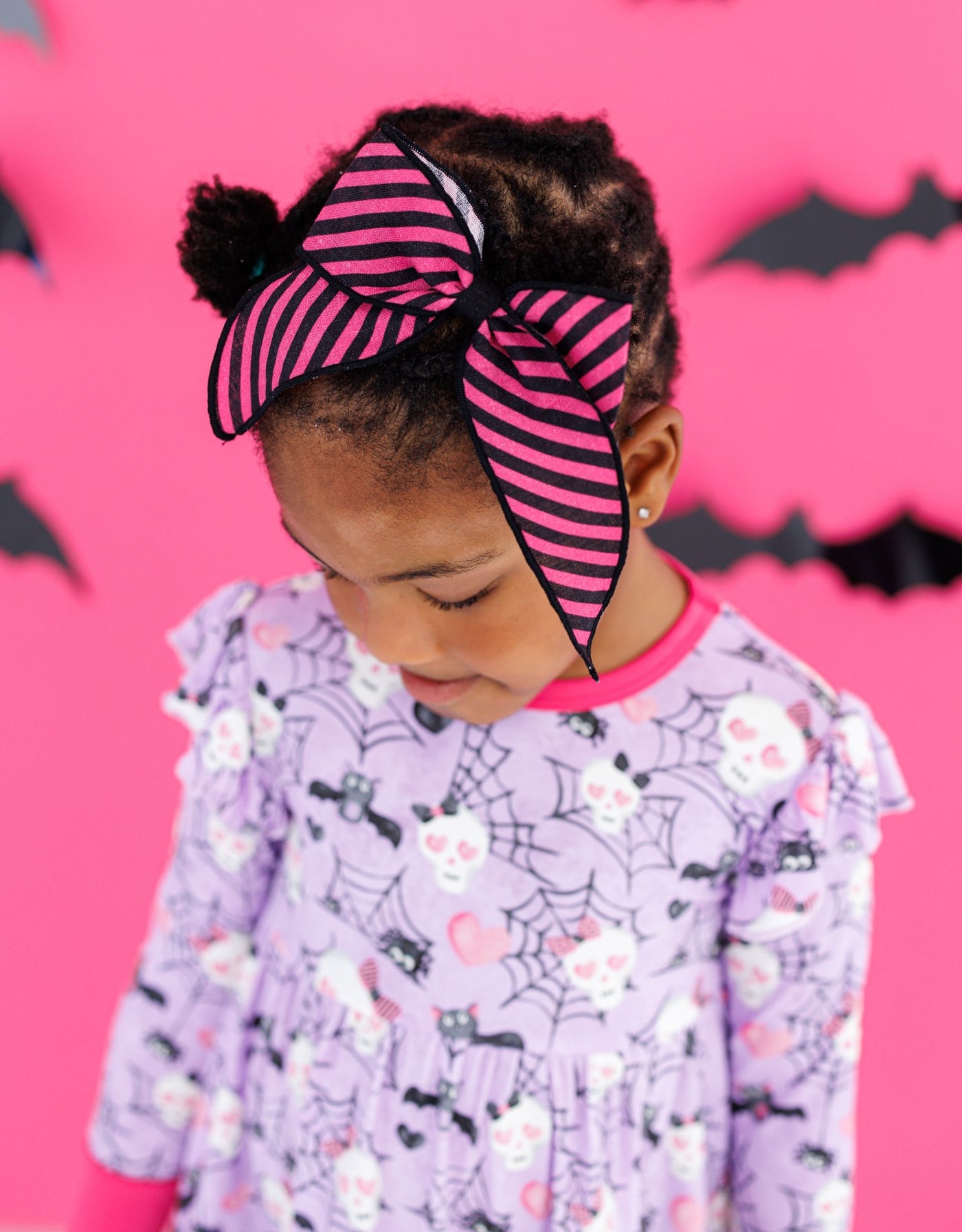 Birdie Bean Clippy Bow: Pink/Black Stripe