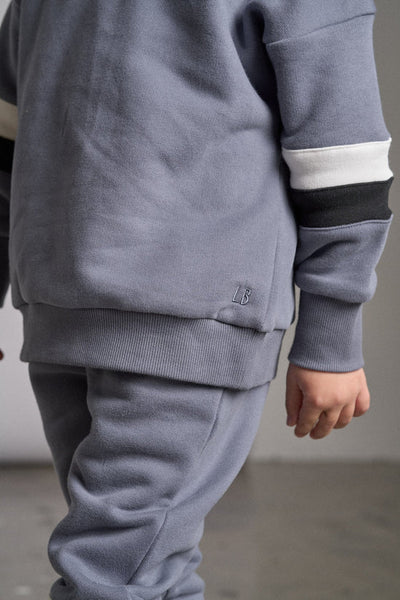 Little Bipsy Elevated Crewneck: Blue Stripe Colorblock