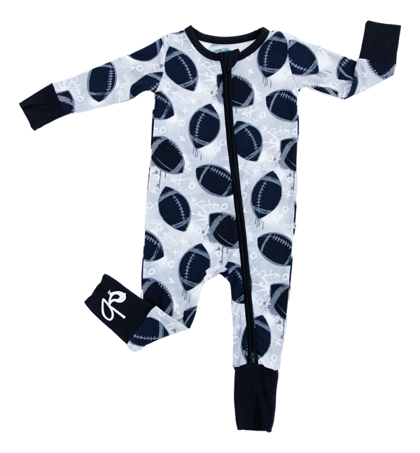 Birdie Bean Convertible Romper: Graffiti Football Silver and Black