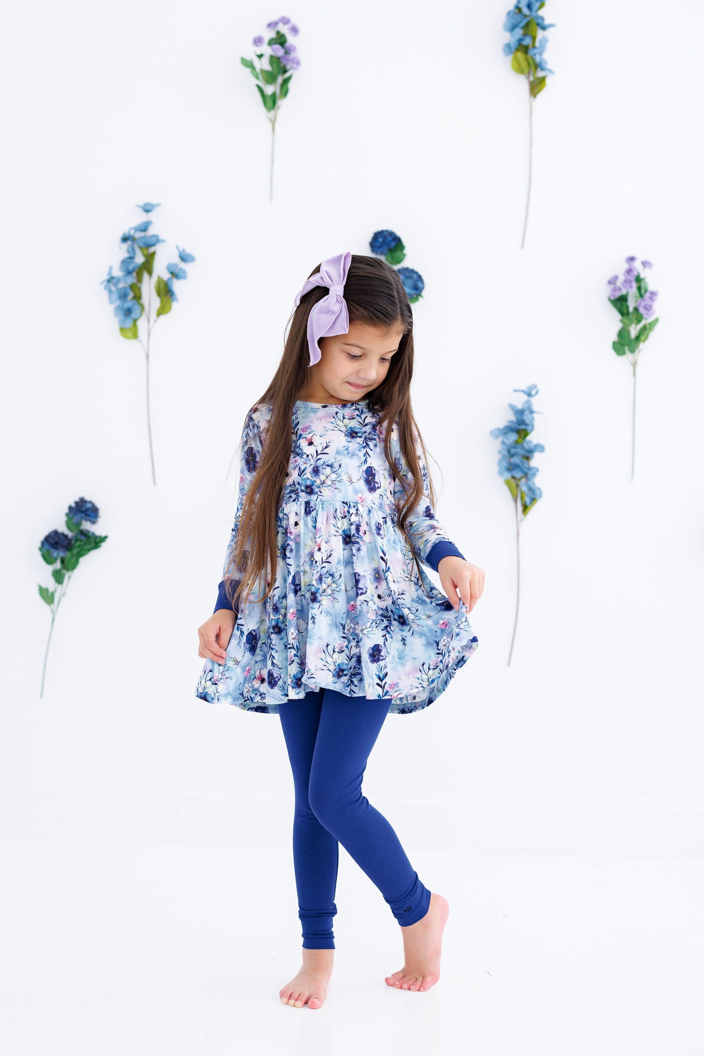 Birdie Bean Peplum Set: Winter Floral