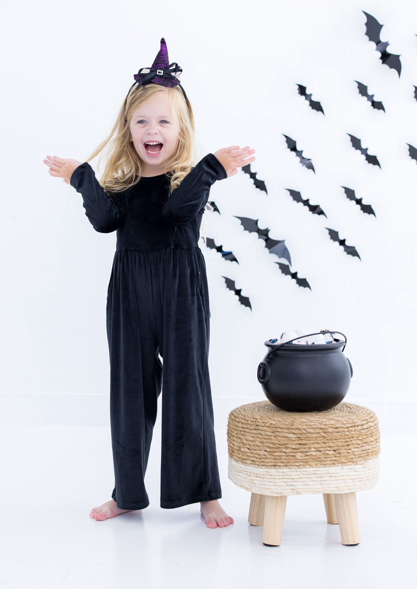 Birdie Bean Leggy Jumpsuit: Black Velvet