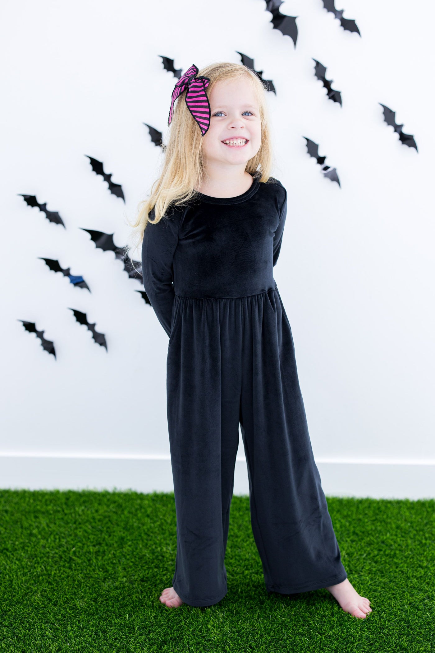 Birdie Bean Leggy Jumpsuit: Black Velvet