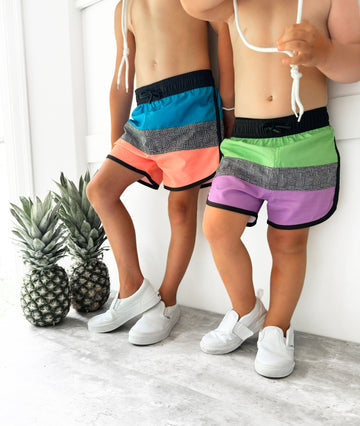 Little Bipsy Block Swim Short: Neon Green