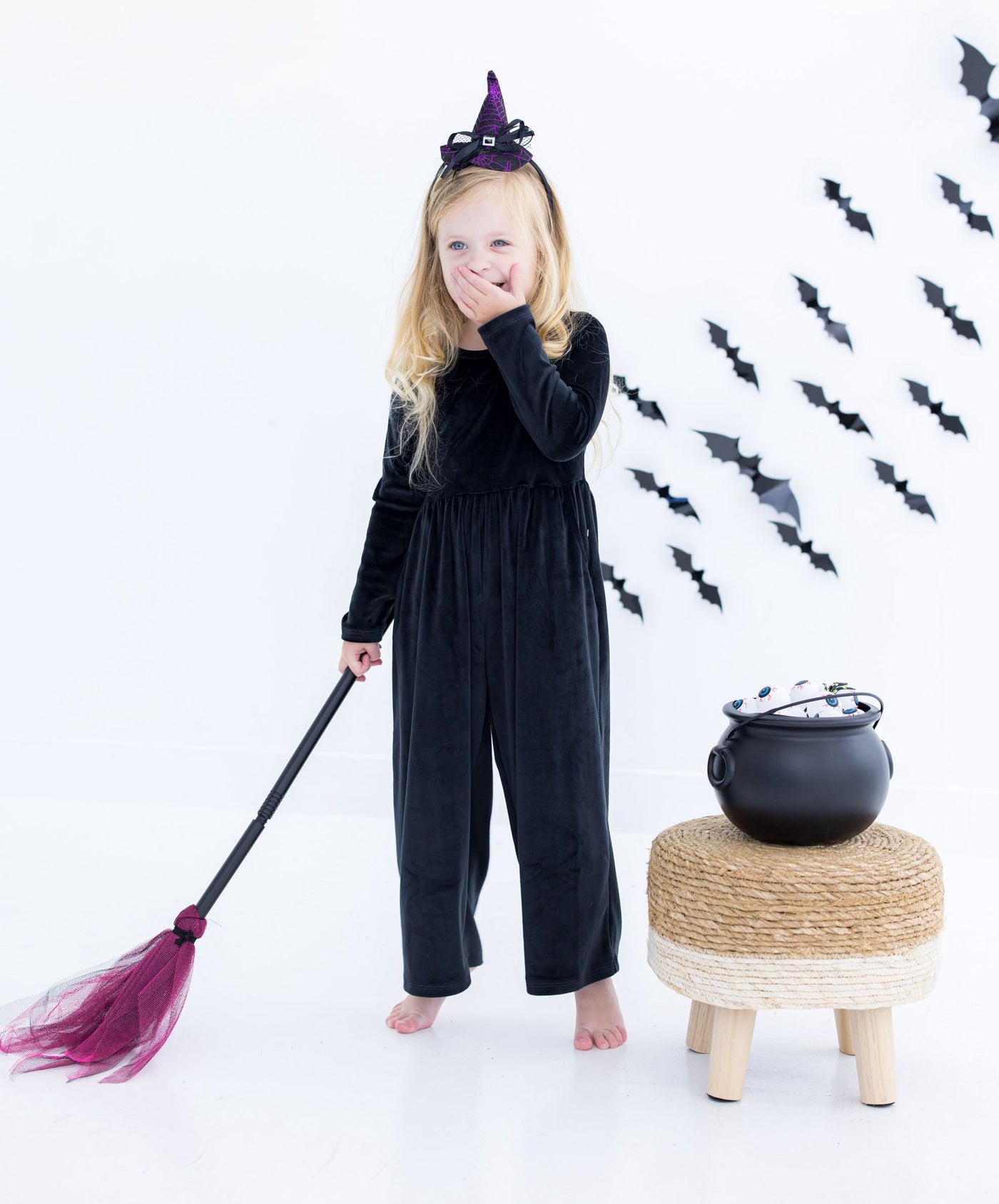 Birdie Bean Leggy Jumpsuit: Black Velvet