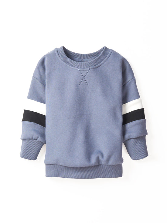 Little Bipsy Elevated Crewneck: Blue Stripe Colorblock