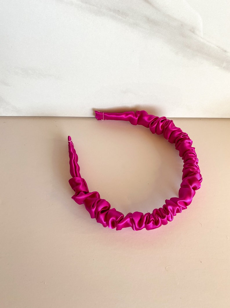 Little Lopers Ruched Satin Headband: Hot Pink