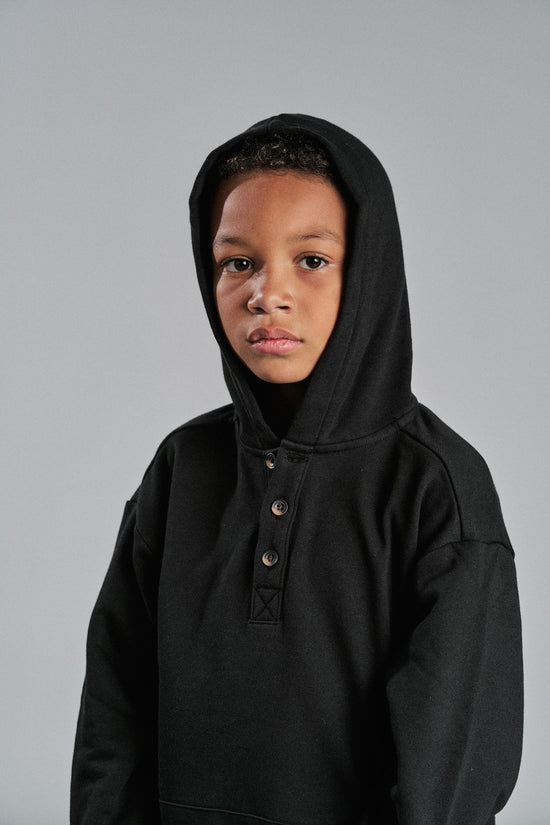 Little Bipsy Henley Hoodie: Black