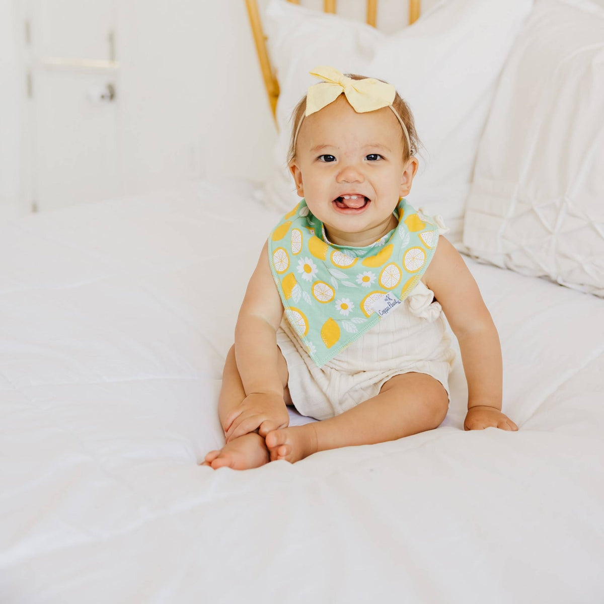 Copper Pearl Bandana Bib Set: Lemon