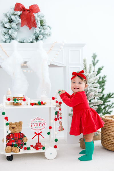 Birdie Bean Knee High Socks Set: Red and Green