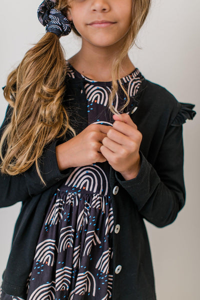 Mila & Rose:  Black Ruffle Cardigan